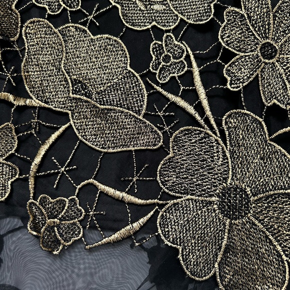 Anthropologie Eva Franco Gilt Bouquet Skirt Black Gold Lace - Picture 8 of 16